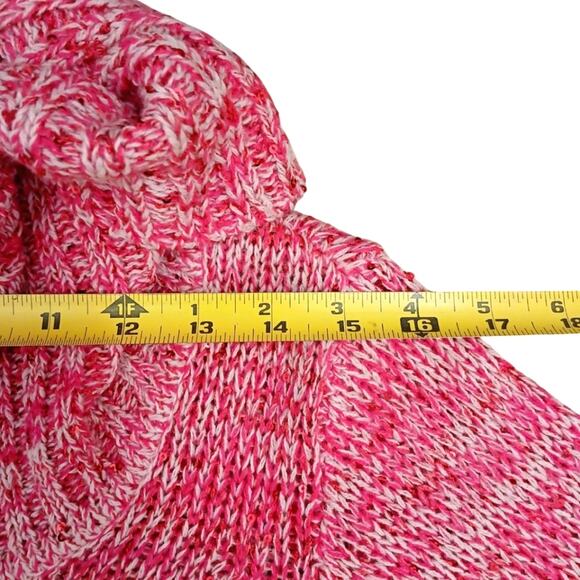 Y2K Vintage Lei Sweater Cowl Neck Jrs Sz L BARBIECORE PINK Sparkle Sequins Boho - Picture 9 of 16